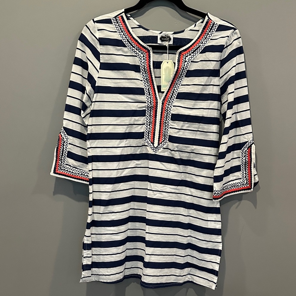 Mud Pie Navy and White Striped Tunic